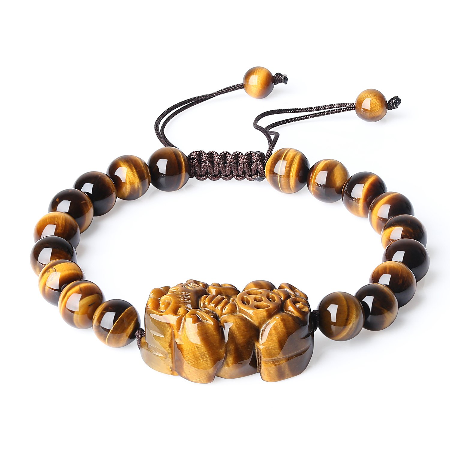 COAI Semi Precious Stone Tiger Eye Womens Stone Beaded Bracelet 8mm — image 1