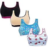 DChica Training Bras for Girls Cotton Sports Bra Pack Soft Breathable Camisole Crop Bralette for Kids & Teens