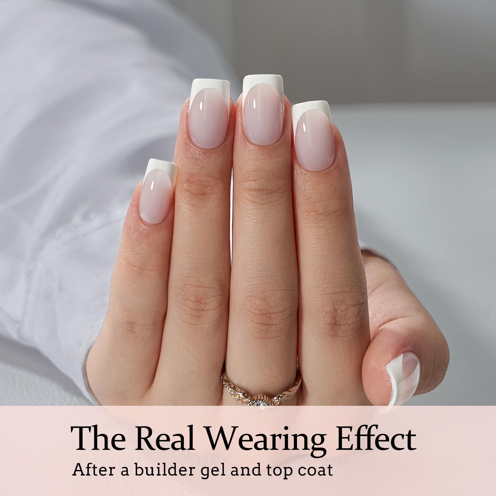 BTArtboxnails XCOATTIPS French Tip Nails - White Press On Nails Short, 160 Pcs Milky White Square Soft Gel Nail Tips, Soak Off False Nail Extensions For Gift - Image 4