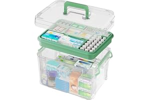 ANYPROLUS 15QT Clear Medicine Organizer Box with Handle, Plastic Medicine Container with Tray First Aid Box Empty, Thickened Medicine Storage Organizer Multipurpose Medication Organizer Storage