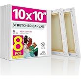 PHOENIX Square Canvas for Painting - 10x10 Inch/8 Value Pack, 8 Oz Triple Primed 5/8 Inch Profile 100% Cotton White Blank Canvas, Stretched Framed Canvas for Oil Acrylic
