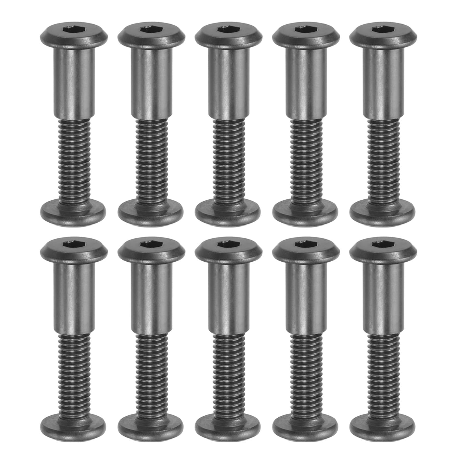 PATIKIL M8 x 25 mm Hex Chicago Screws, 10 Set Binding Screw Posts Connecting Hex Drive Socket Cap Bolt Nuts for Scrapbook Leather Belt Album Photo Furniture Repair, Black
