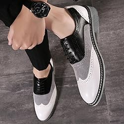 Men's Two Tone Patchwork Brogue Oxfords Shoes