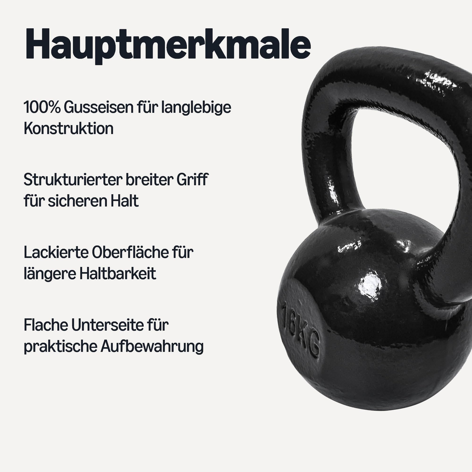 Amazon Basics Kugelhantel aus Gusseisen, 16 kg, Schwarz 2