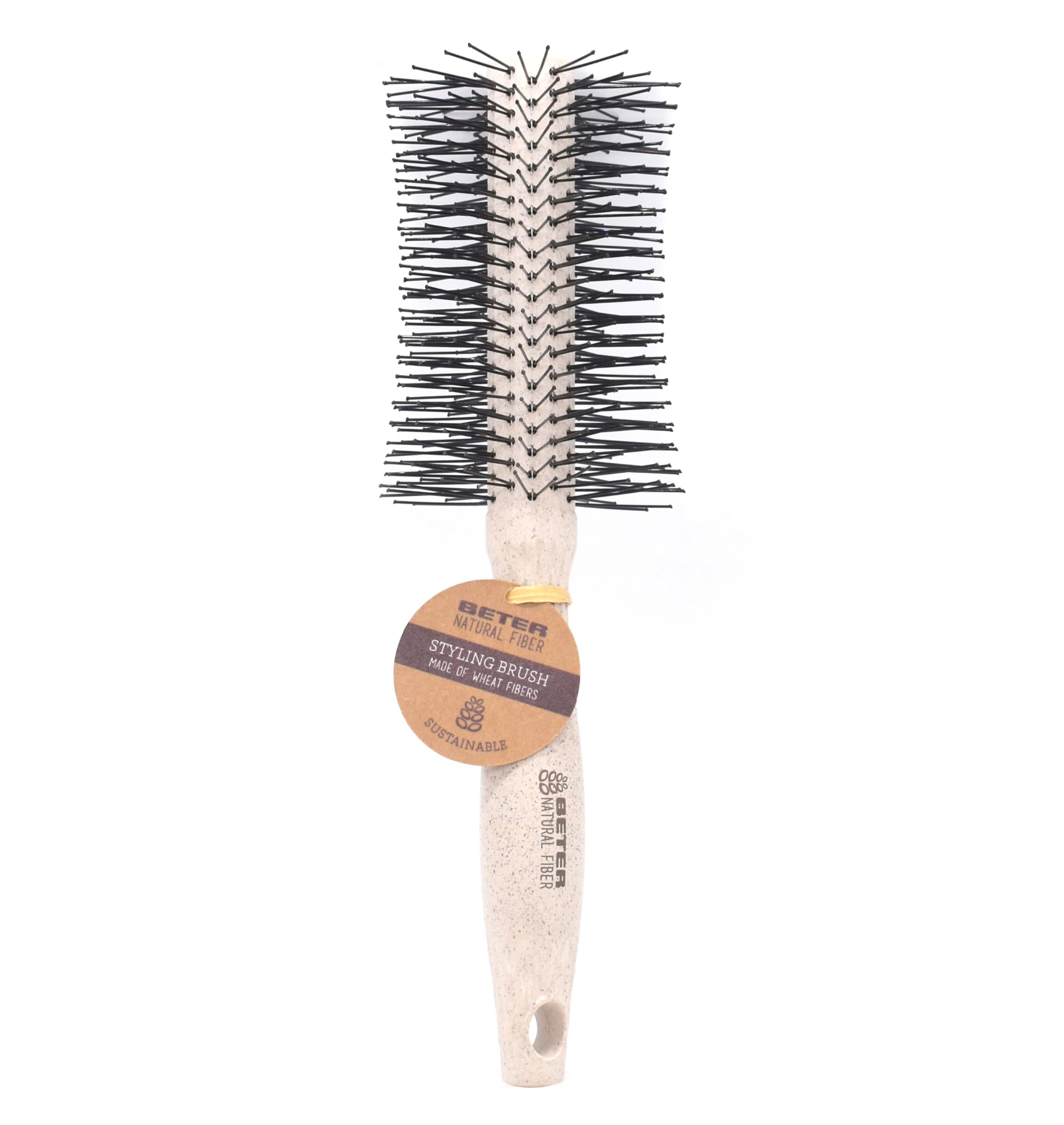 Beter - Natural Round Wheat Fibre Hair Brush, Round Brush for Shaping and Smoothing without Frizz Frizz Hairstyle Smooth and No Pulling, for All Hair Types