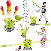 4 in 1 Cactus Musical Jumping Toys Set with Stomping Rocket Launcher | Ring Toss and Baseball Game, Toddlers Indoor Outdoor Active Toys, Backyard Gift for Kids Ages 3 4 5 6 7 8 Boys &amp; Girls