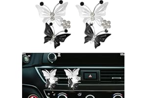 MIDDRIVR Car Air Fresheners Vent Clips, Car Aromatherapy Vent Clips, Dual Butterfly Car Air Vent Freshener Perfume Clip, Bling Butterfly Air Vent Clips, Sparkly Bling Car Inter Decor Accessories (Grey)
