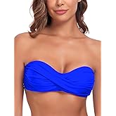 Colloyes Women's Bandeau Bikini Top Strapless Tie Back Bathing Suit Top
