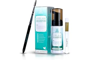 Forabeli Eyelash Extension Shampoo Brush with Wand 50ml - Eyelid Foaming Cleanser, Lash Cleaner, Paraben and Sulfate-Free, Sa