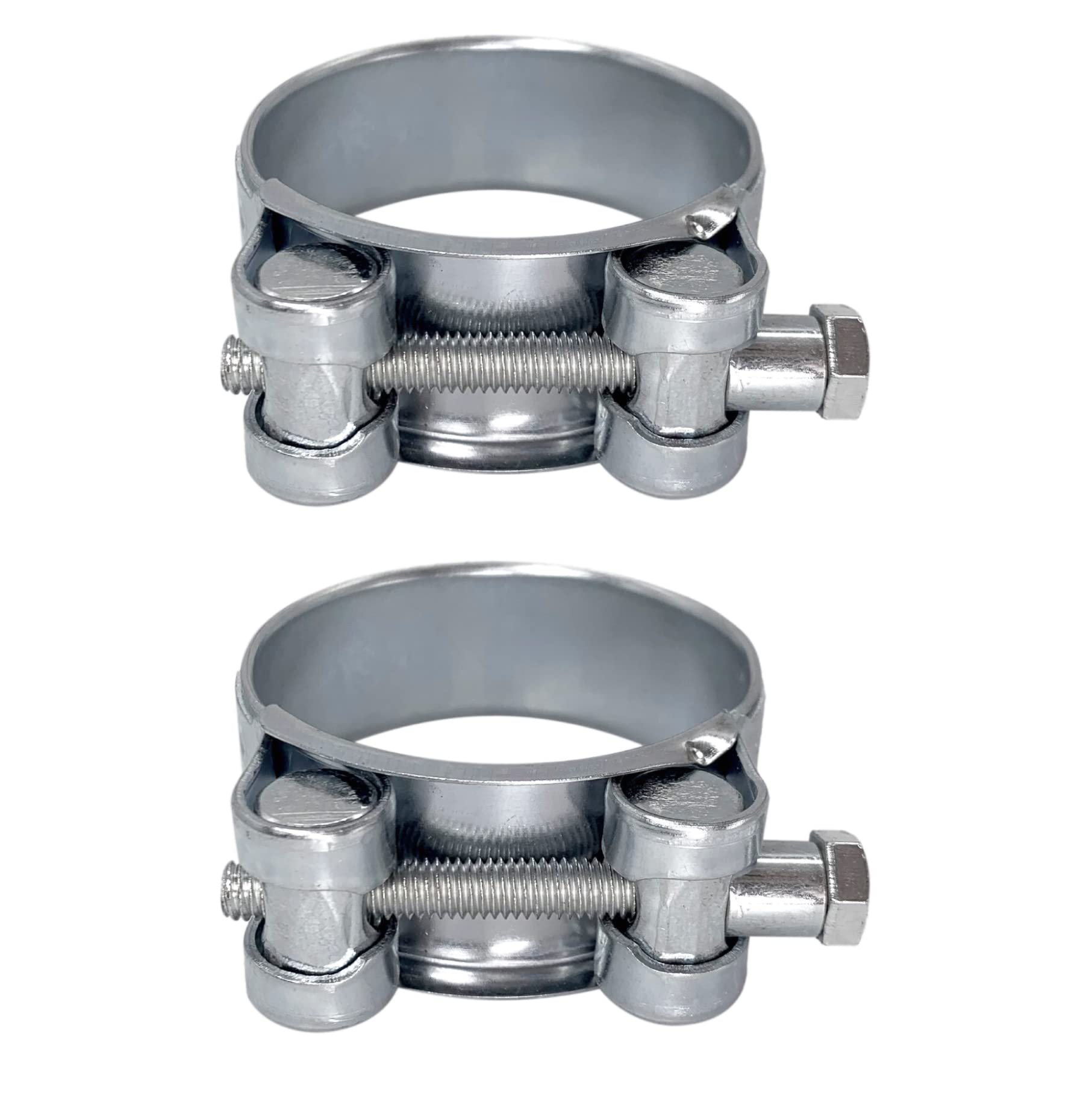 SKIR'CO (Pack of 2 pcs) Reinforced Hose Clamps 48-51 mm, Galvanized Steel, Adjustable Tube and Pipe Clamp (2 pcs)