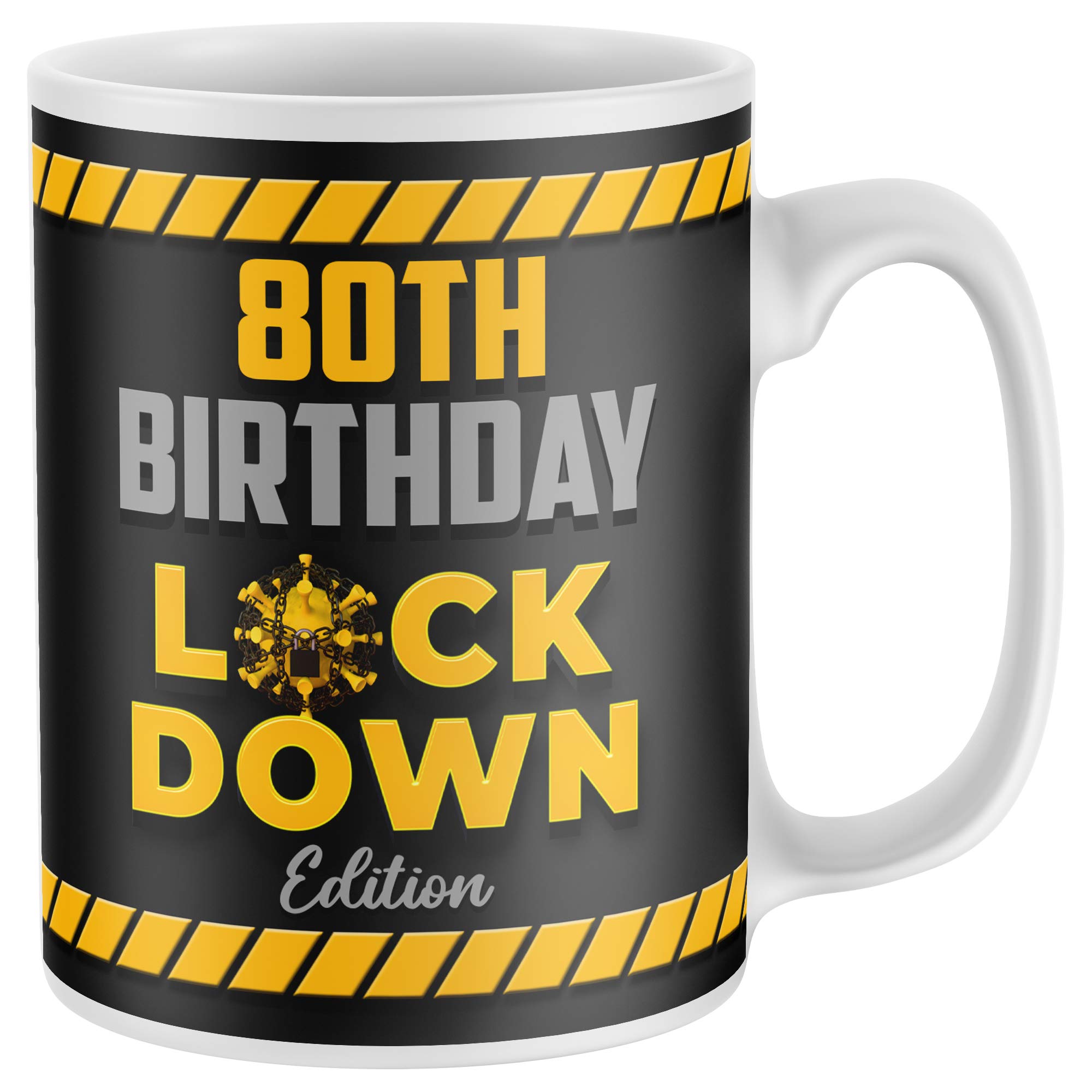 Purple Print House 80th Birthday Lockdown Edition Funny Mug, 2021 Boris Johnson, Novelty Mugs, Gifts for Men Women Gift Present 80, White, One Size