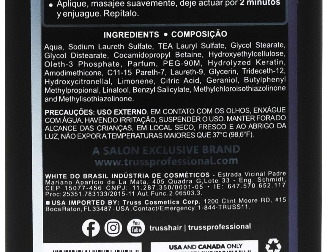 TRUSS Ultra Hydration Hair Shampoo for Women & Men - Hydrating Shampoo for Dry Hair - Restores Strength, Softness & Shine - Color-Safe Formula with Frizz Control & Humidity Protection (10.14 oz)
