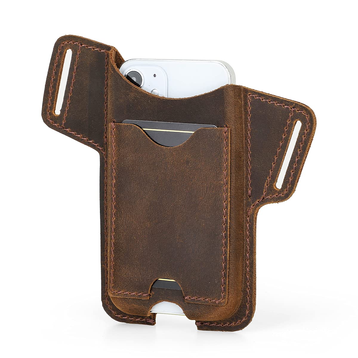 Hiram Leather Cell Phone Holster Universal Waist Bag Sheath with Belt Loop Mobile Phone Pouch with Card Slot for Men — image 1