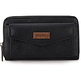 Montana West Wrangler Large Capacity Wallets Women with Wristlet and Metal Smooth Zipper