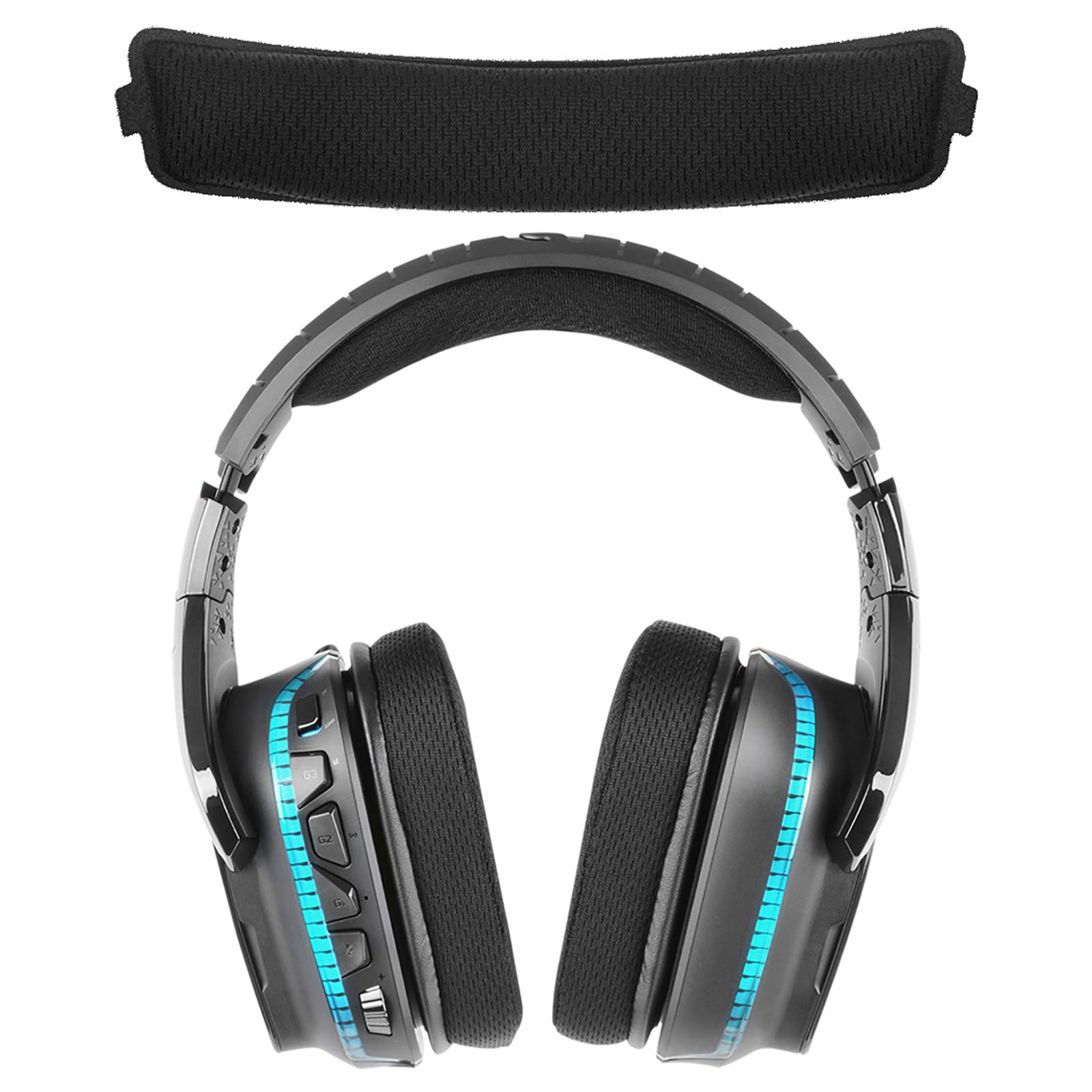 Geekria Mesh Fabric Headband Cover Compatible with Logitech G633/ G933/ G633S/ G933S/ G533/ G935/ G635 Headphones, Replacement Repair Part, Easy DIY Installation (Black)