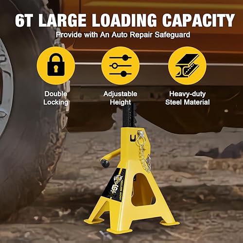 YELLOW JACKET Jack Stands 6 Ton With Double Locking And Large Foot Base