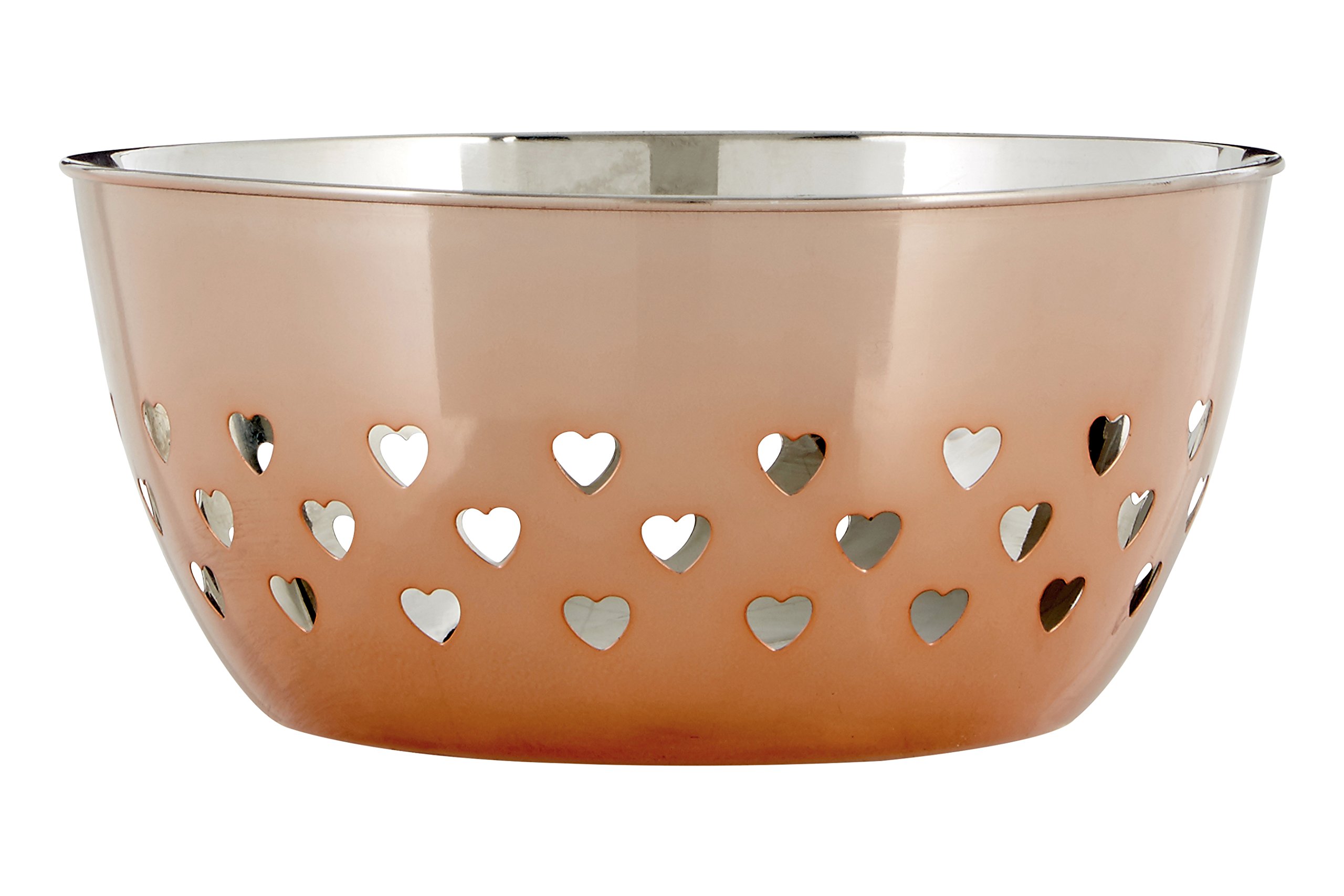 Premier Housewares Bowl with Hearts Design, Rose Gold