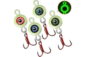 Dovesun Ice Fishing Jigs Ice Fishing Lures Kit Rattling Glow Ice Fishing Spoons for Bass Crappie Panfish Mens Fishing Gifts 15PCS/4PCS/3PCS