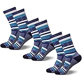 gyprprer 3Pairs Women’s Merino Wool Hiking Socks, Breathable Cushion Crew Socks for Outdoor Hiking