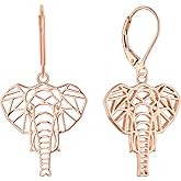 JO WISDOM Elephant Earrings,925 Sterling Silver Animal Leverback Dangle & Drop Earrings,Jewelry for Women