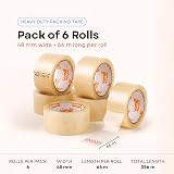 Wolf Tapes Heavy-Duty Packaging Tape 48mm x 66m Pack of 6 Clear view 2