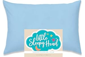 Little Sleepy Head Toddler Pillowcase, 100% Cotton & Hypoallergenic Pillow Case for Toddler Pillow, Snug Fit Envelope Pillowcase, 13x18 Pillowcase, Pilllow Sold Separately (Blue)