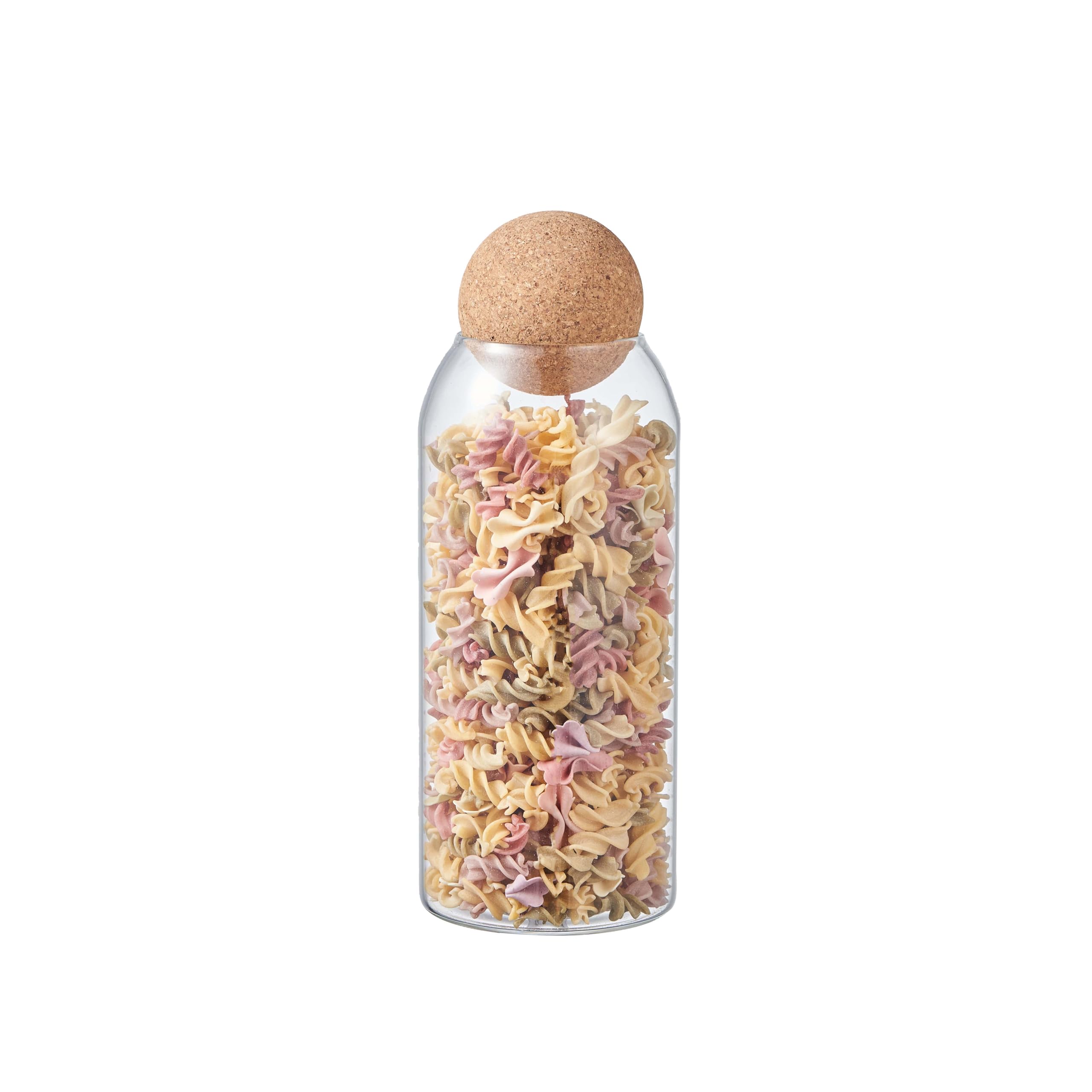 ORNAMI Clear Glass Kitchen Storage Jar with Cork Ball | Mason Food Canister Jar with Spherical Cork Lid | BPA-Free Pantry Organiser (1.2L)