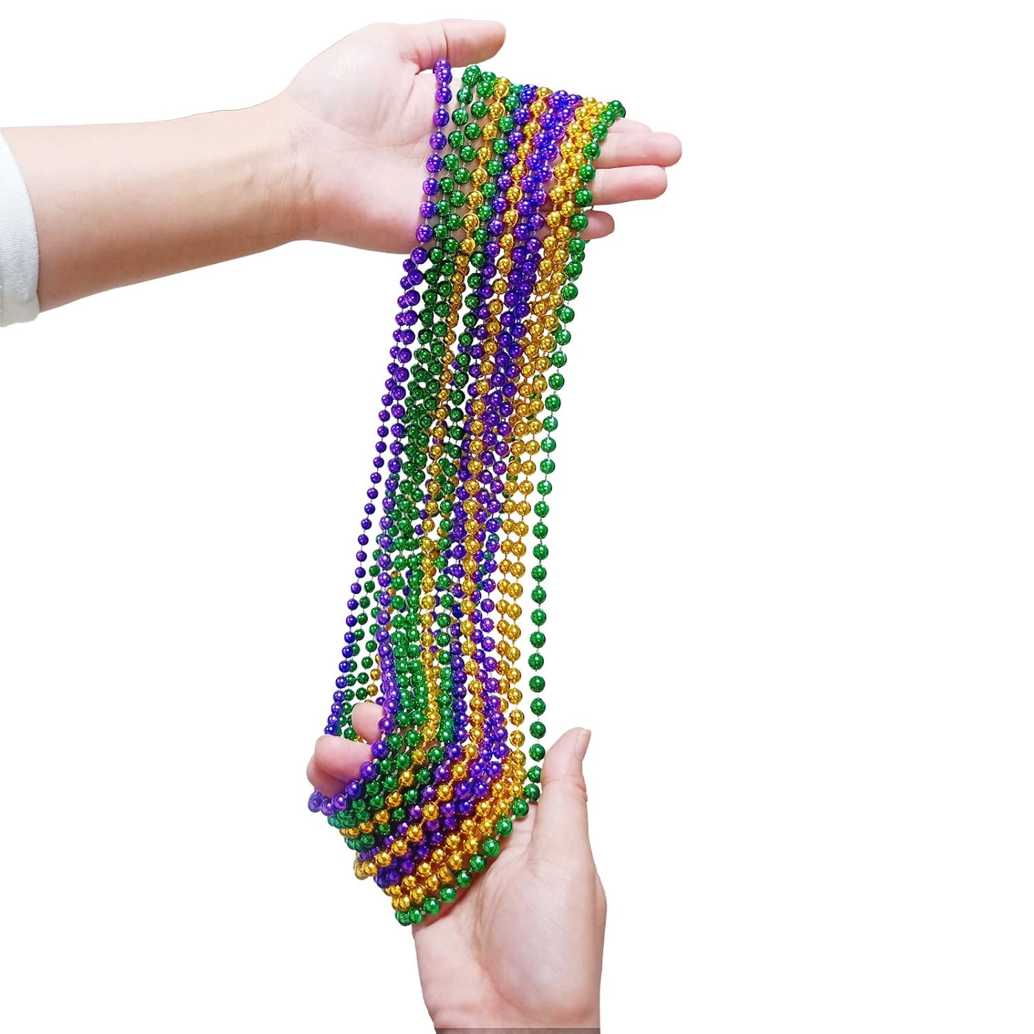 24 Pack Mardi Gras Bead Necklace Bulk 33" Multi Colors Carnival Necklaces for Mardi