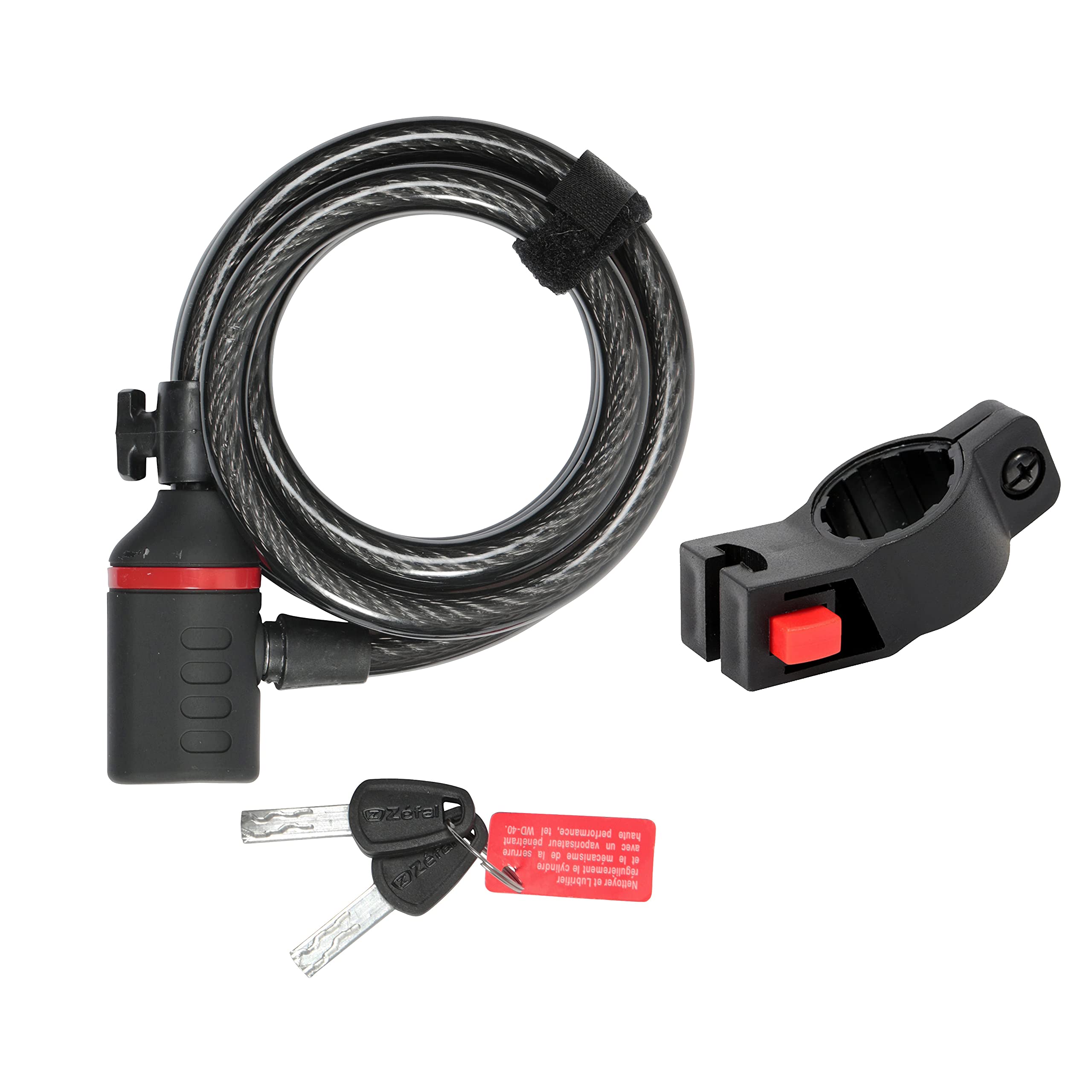 Zefal K-Traz C6 Anti-Theft Bike Cable Lock with Frame Mounted Holder, Black, 180 cm