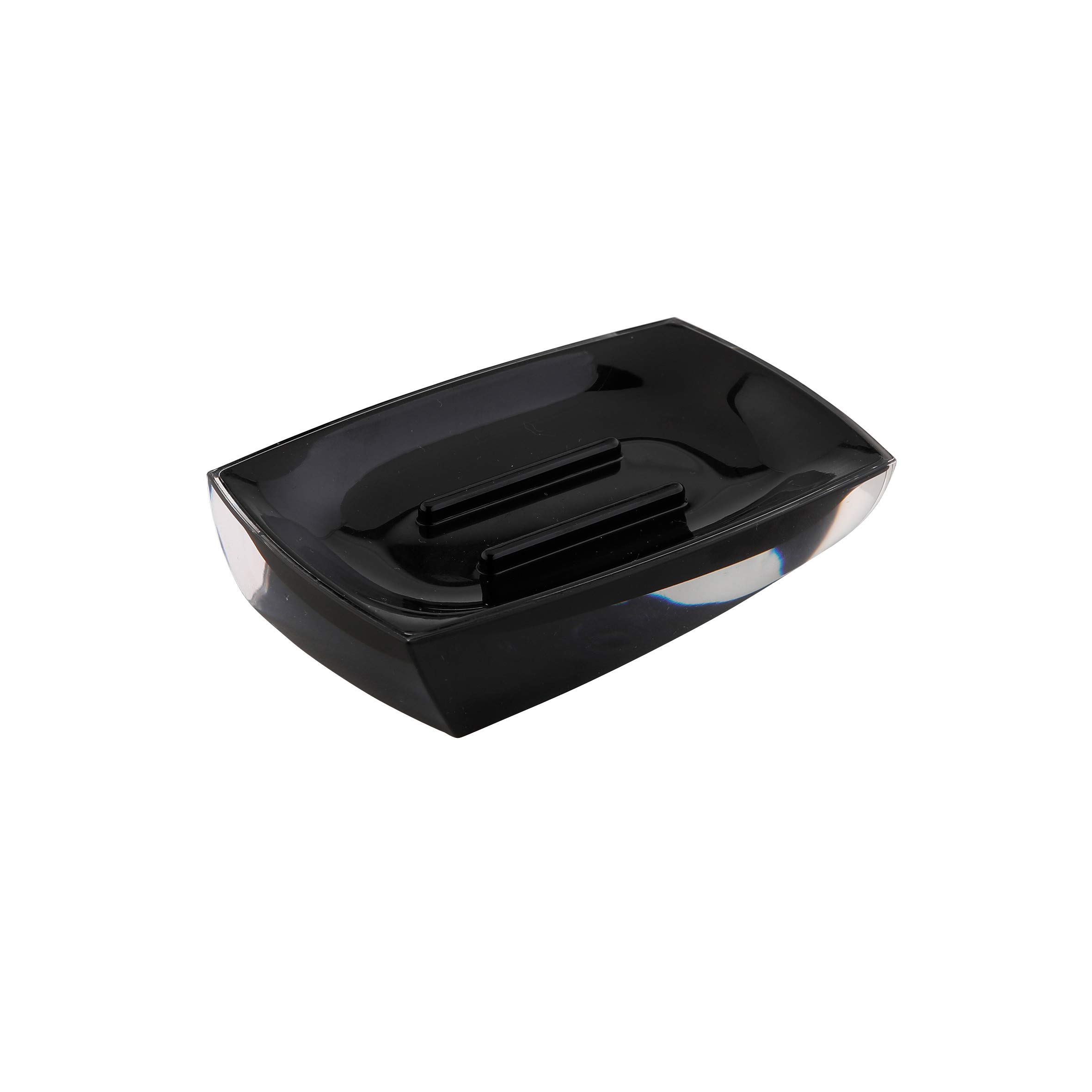 axentia Graz Soap Dish, Plastic, Black, 11.4 x 2.2 x 7.5 cm