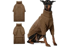 ASENKU Extra-Large Dog Sweater, Dog Sweaters for Extra Large Dogs, Pet Sweatshirt Apparel Turtleneck Pullover Winter for Doberman, Great Dane (Coffee, 3XL)