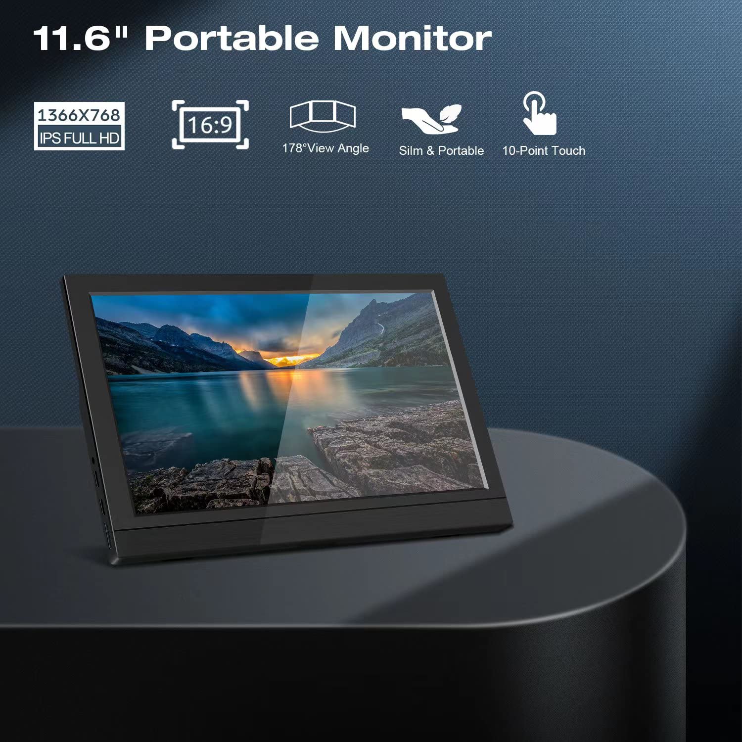 11 Inch Mini Screen Mua Lrtzcbi Touchscreen Portable Monitor 11.6 Inch, HDR 1366x768P IPS ...