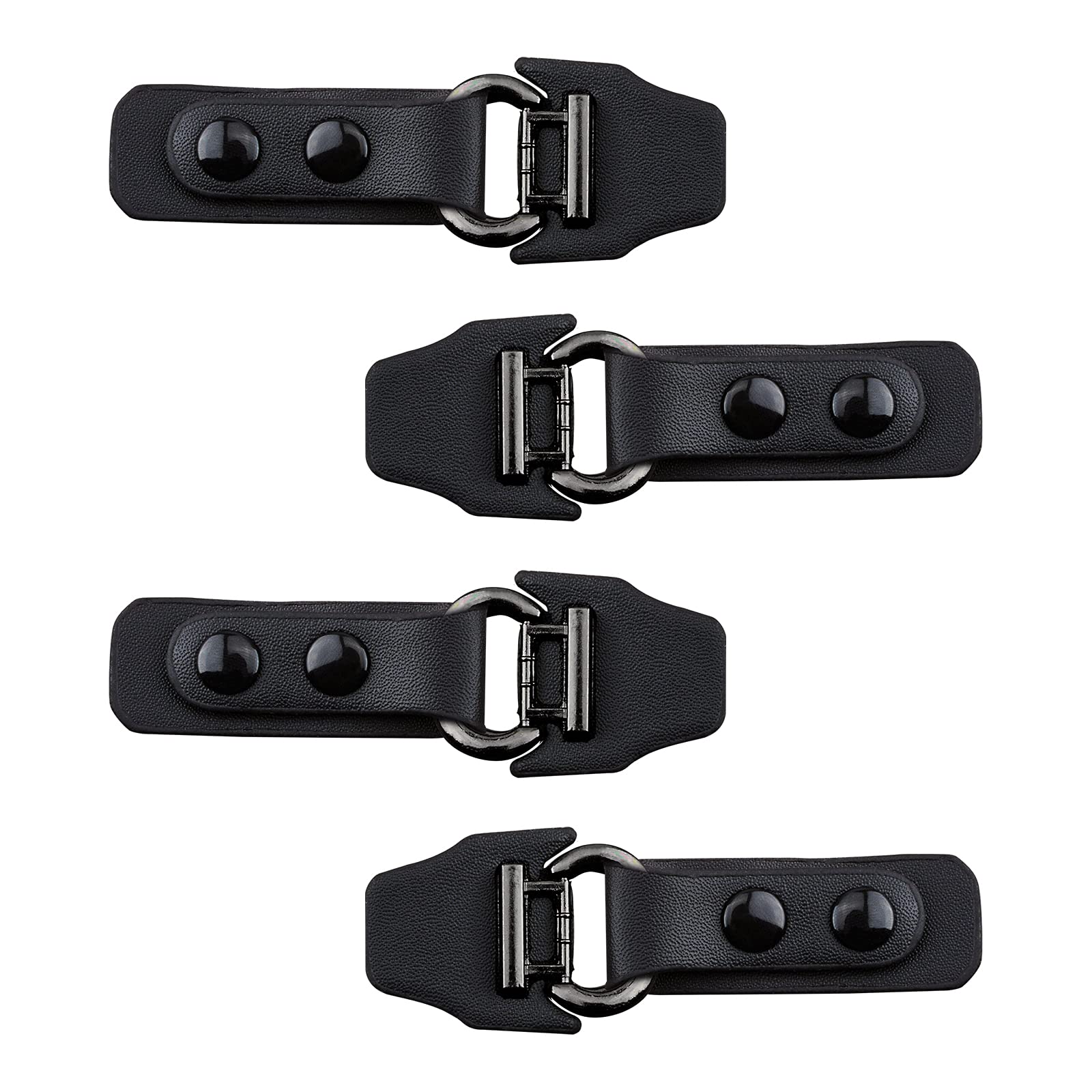 CRAFFANCY 4 Pairs Black Metal Leather Clasp Fasteners, Leather Closure Clip Holder Buckle Clip Cardigan Clips for Clothing Accessories Sew On Hooks DIY Craft(Style 3)