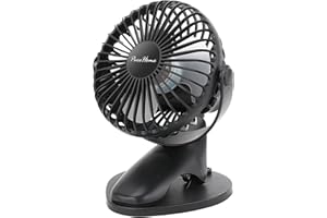 PUREHOME Portable Clip Fan Battery Operated,3 Speeds USB Rechargeable Mini Table Fan with Strong Airflow,360°Rotation Ultra Quiet Personal Desk Fan for Home Office Bedroom Dorm Stroller Camping(Black)