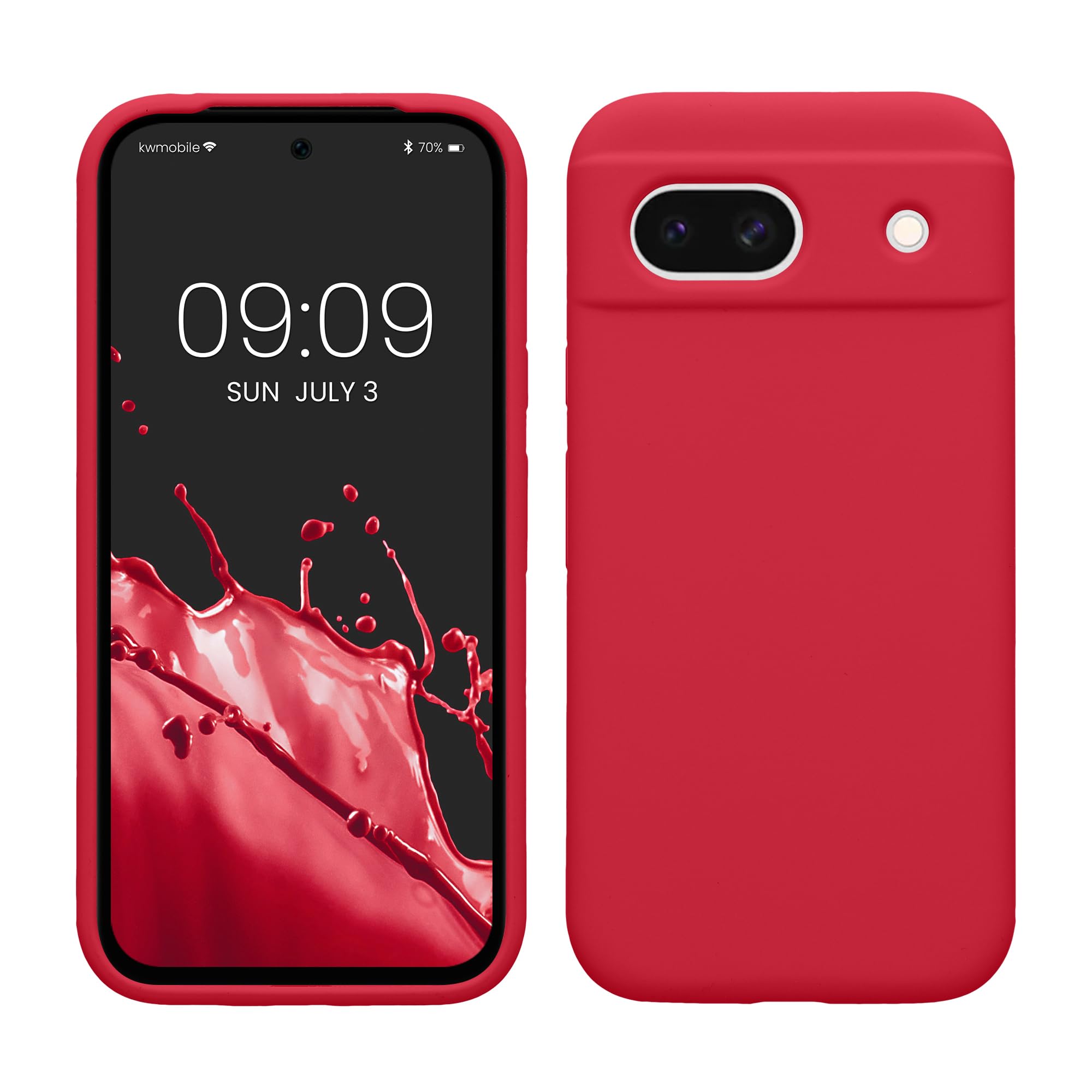kwmobile Case Compatible with Google Pixel 8a Case - TPU Silicone Phone Cover with Soft Finish - Pomegranate Red — image 1