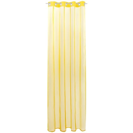 Gardine mit Ösen, Transparent Voile 140 x 145cm (Breite x Länge) in gelb lemongelb, Ösenschal in vielen weiteren Farben und G