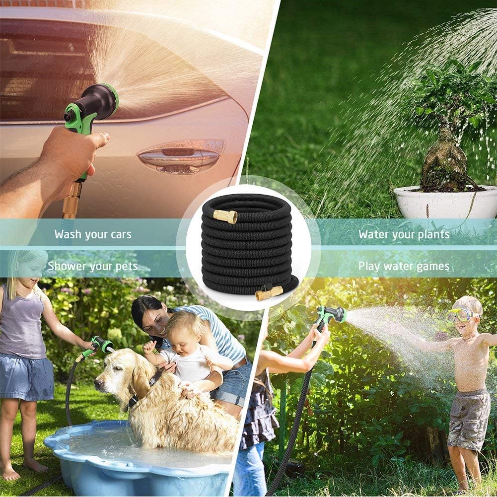 Hermard Expandable Garden Hose 50ft, Flexible Water Hose with Solid Brass Connector, Super Durable Fabric Car Wash Hose, Leakproof Lightweight Expanding Pipe for Watering and Washing … : Garden & Outdoor