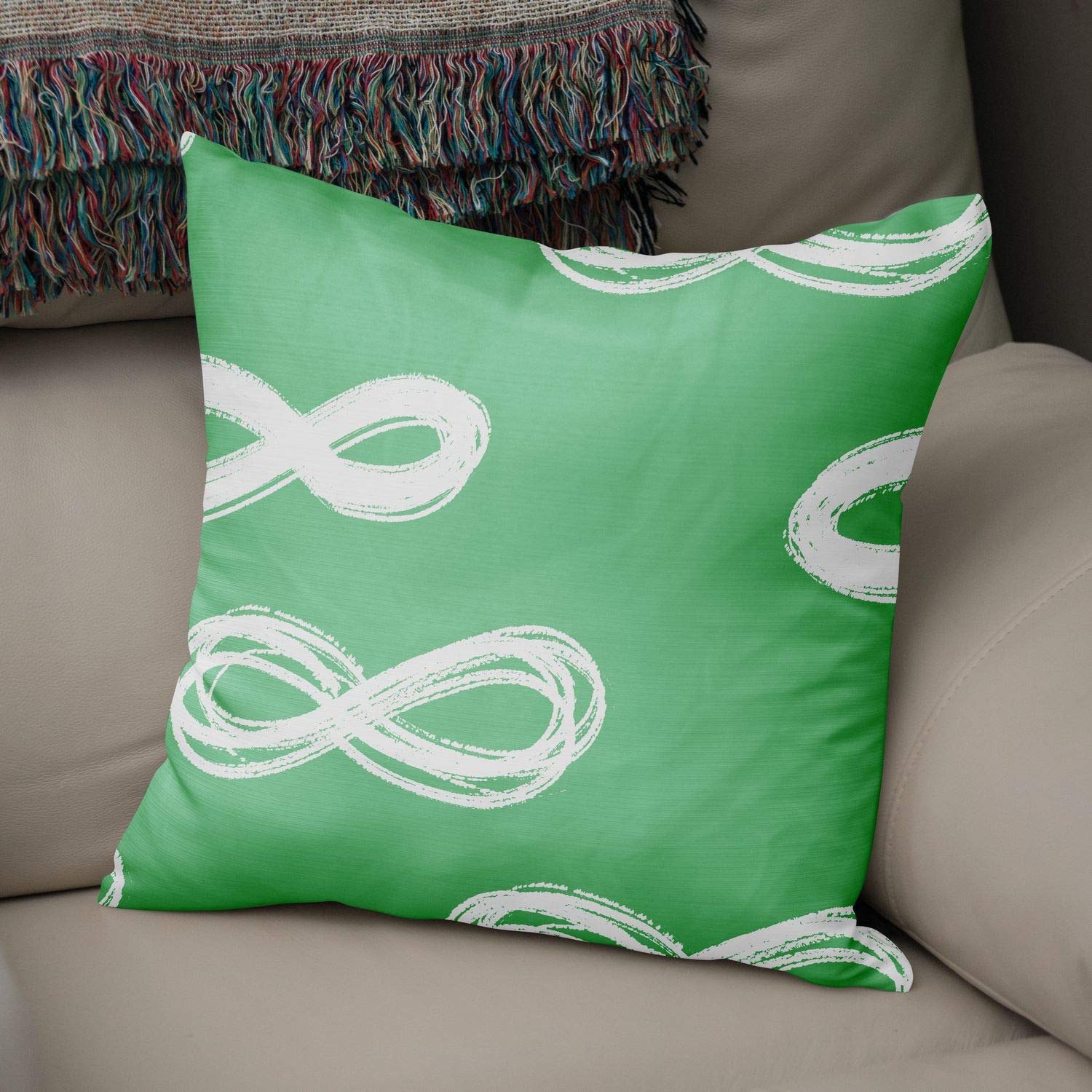 Bonamaison Decorative Cushion Cover Petrol Green & White, Throw Pillow Covers, Home Decorative Pillowcases for Livingroom, Sofa, Bedroom, Size: 50x50 Cm - Designed and Manufactured in Turkey