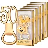 50 Pcs Golden 50th Birthday Party Favors with Rhinestones, Perfect for Guests, Personalized 50 Beer Bottle Openers, Bulk Keepsakes (50)