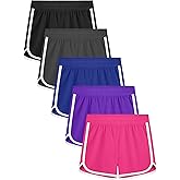 Resinta 5 Packs Girls Athletic Shorts Toddler Soccer Sports Shorts Kids Quick Dry Gym Running Short