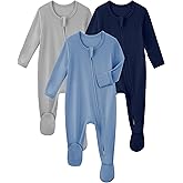 Yoofoss Rayon Made From Bamboo Baby Pajamas 3pcs Newborn Sleepers For Boy Girl Clothes, 0-3 3-6 6-9 Months Footed Pjs