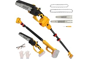 2-in-1 Cordless 8" Pole Saw & Mini Chainsaw Compatible with DeWALT 20V MAX Battery, Brushless 8 Inch & 6 Inch Telescoping Pol