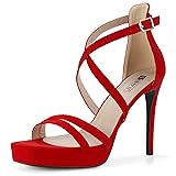 IDIFU Red Suede Strappy High Heels