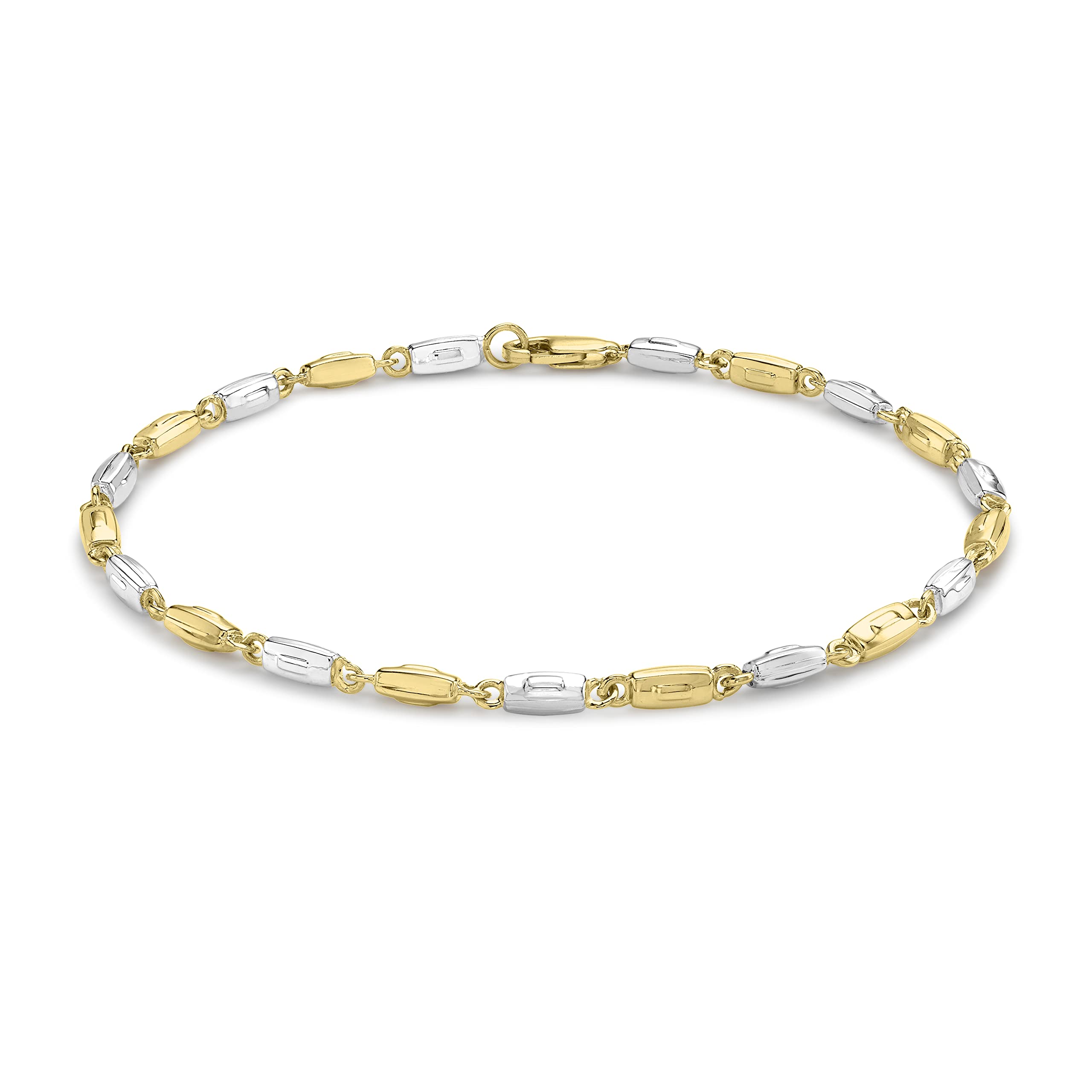 CARISSIMA Women's 9ct 2-Colour Gold Rectangle Link Bracelet of Length 20cm
