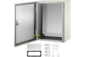 VEVOR NEMA Steel Enclosure, 16 x 12 x 8'' NEMA 4X Steel Electrical Box, IP66 Waterproof & Dustproof, Outdoor/Indoor Electrical Junction Box, with Mounting Plate