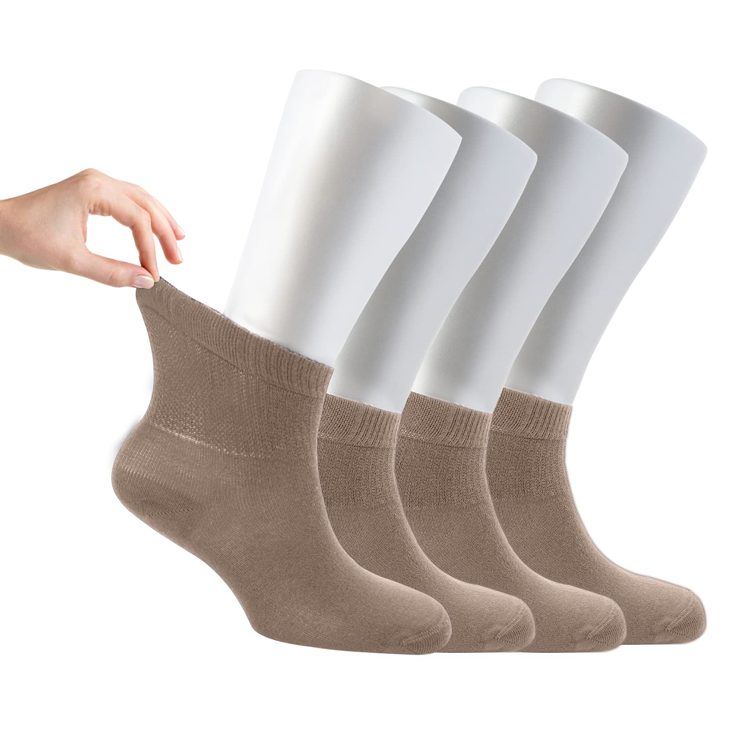 Cosyfeel Women Loose Diabetic Socks 4-Pack Neuropathy Ankle Socks for Ladies Super Soft Eco-Friendly Bamboo Material Durable with Seamless Toe Multicolour Patterns 4 Seasons, 4-7