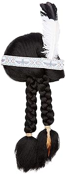 Smiffys Damen Indianerin Perücke mit Zöpfen, Perücke mit Kopfschmuck, Schwarz, One Size, 42042