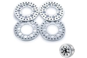 GENERIC Zolikar 4Pcs RC 1.9 Beadlock Wheel Rings Aluminum Alloy for 1/10 Scale RC Crawler Car Accessories SCX10 D90 Wraith 90048 90018 RR10 1:10 Beadlock Wheels Upgrades, Silver