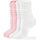 HONGTEYA Slouchy Crew Socks For Women,Scrunch Cotton Cozy Workout Socks | Mid Calf Scrunch Boot Socks Size 5-11, Cozy Slouch Casual Athletic Socks, All Season Gifts For Women