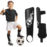 VercanMonth Soccer Shin Guards and Socks Kids Youth Lightweight Soccers Pads Defender with Ankle Protection Ski Shin Guards Football Equipment for Age 4-14 Toddler Boy Girl